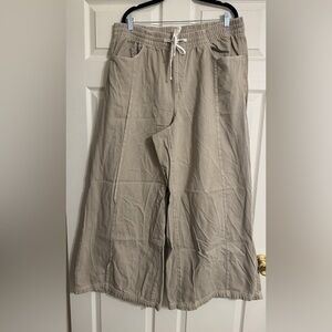 Universal Thread Wide Leg Cotton Pants XL | Elastic Waist Drawstring Neutral